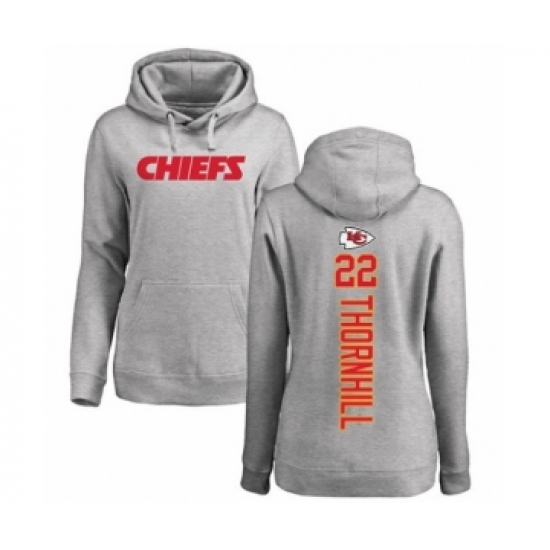 Football Women's Kansas City Chiefs #22 Juan Thornhill Ash Backer Pullover Hoodie