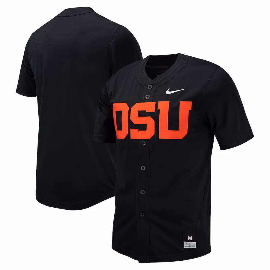 Men's Nike Black Oregon State Beavers Replica Full-Button Baseball Jersey