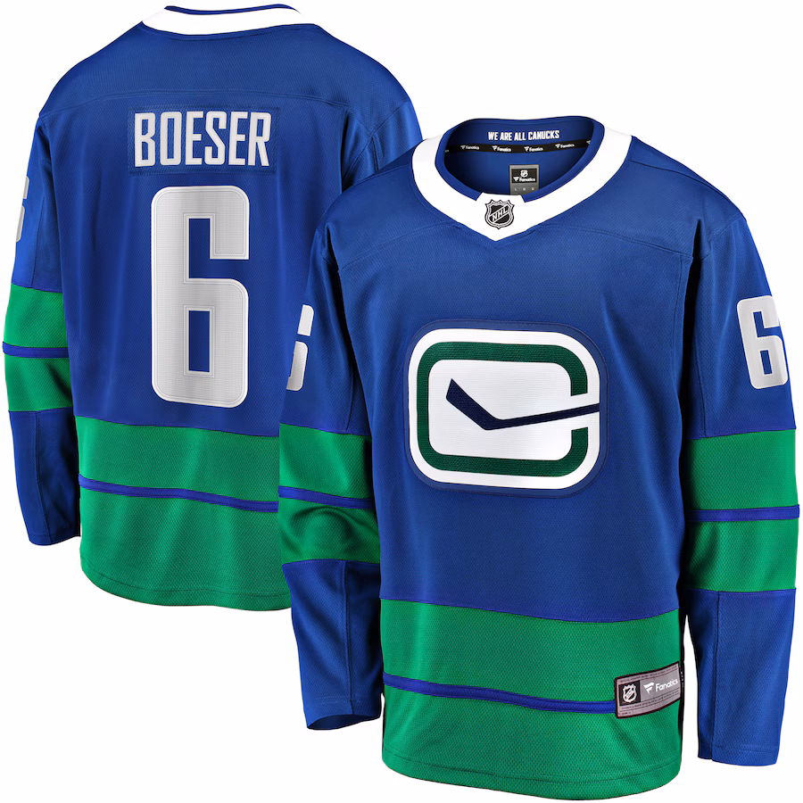 Men's Vancouver Canucks Brock Boeser Fanatics Blue Premier Breakaway Player Jersey