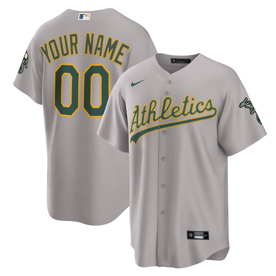 Men's Athletics Nike Gray Road Custom Replica Jersey