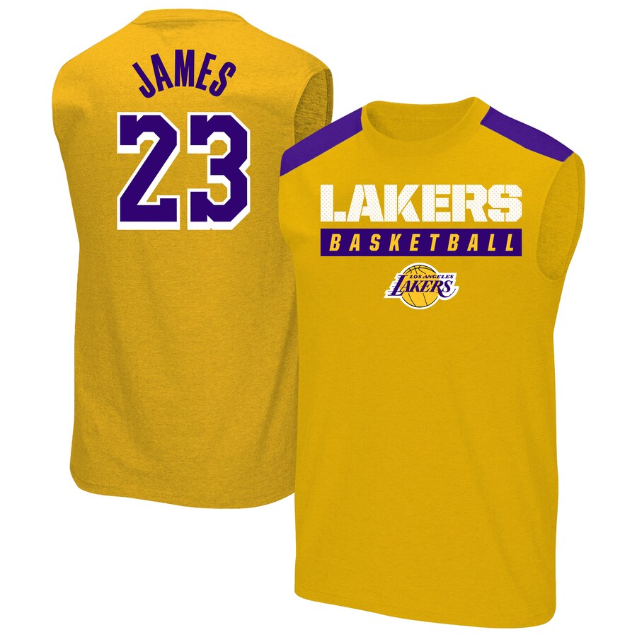 Men's Los Angeles Lakers LeBron James Profile Gold Big & Tall Player Muscle Tank
