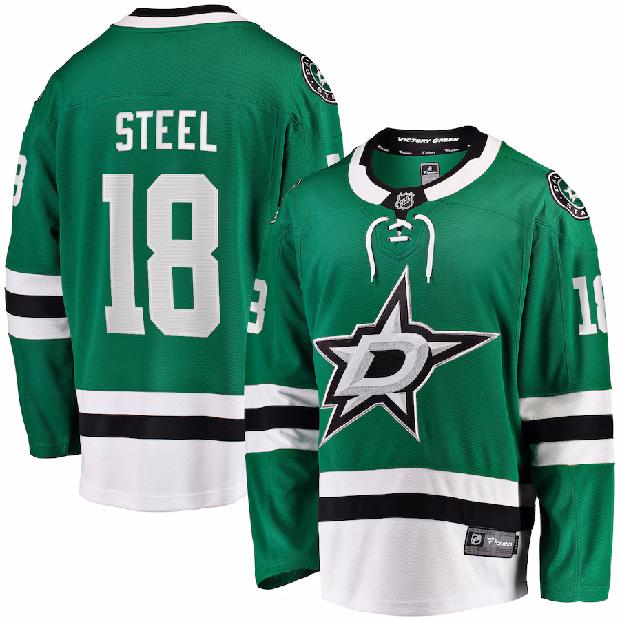 Men's Dallas Stars Sam Steel Fanatics Kelly Green Home Breakaway Jersey