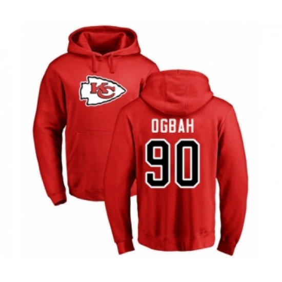 Football Kansas City Chiefs #90 Emmanuel Ogbah Red Name & Number Logo Pullover Hoodie
