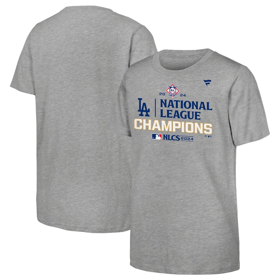 Youth Los Angeles Dodgers Fanatics Heather Gray 2024 National League Champions Locker Room T-Shirt
