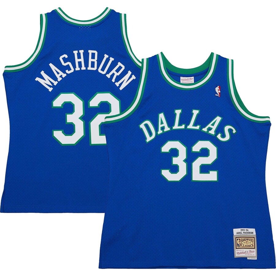 Men's Dallas Mavericks Jamal Mashburn Mitchell & Ness Blue 1993/94 Hardwood Classics Swingman Jersey