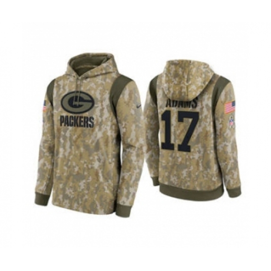 Men's Green Bay Packers #17 Davante Adams Camo 2021 Salute To Service Therma Performance Pullover Football Hoodie