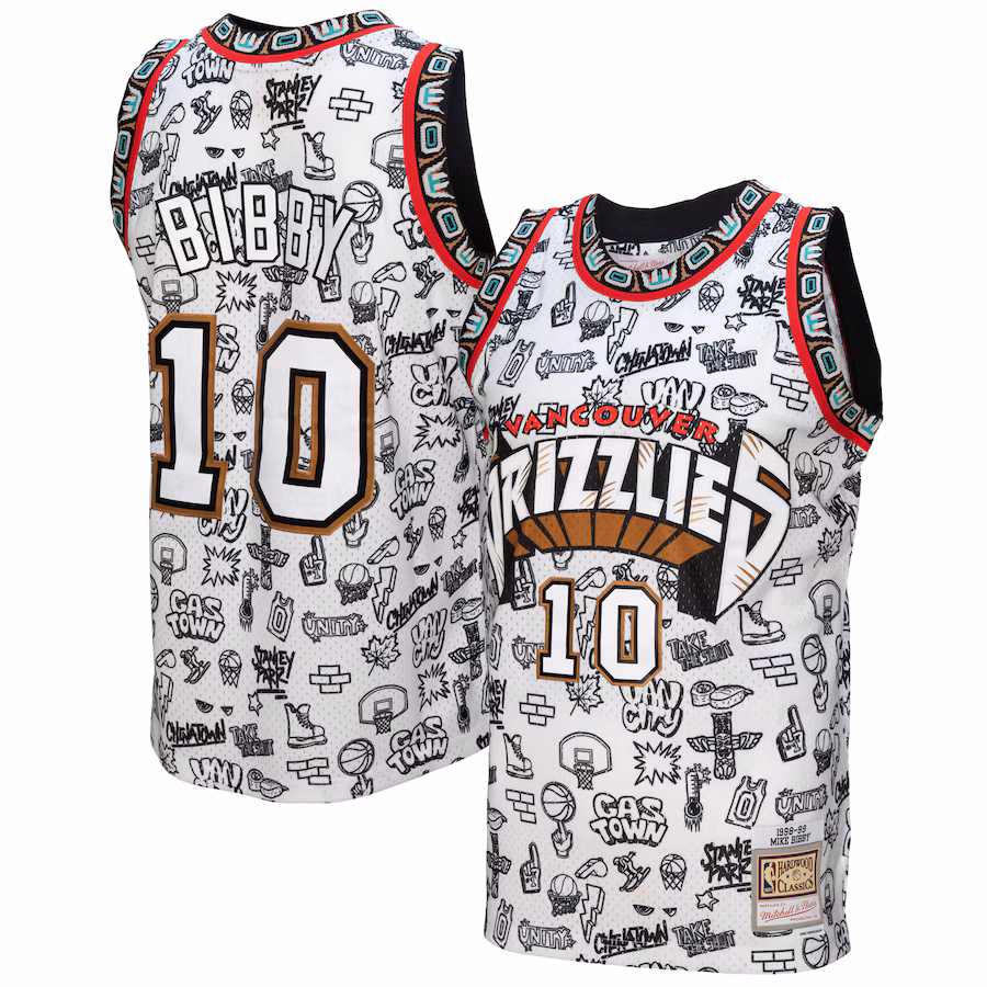 Men's Vancouver Grizzlies Mike Bibby Mitchell & Ness White 1998/99 Swingman Jersey