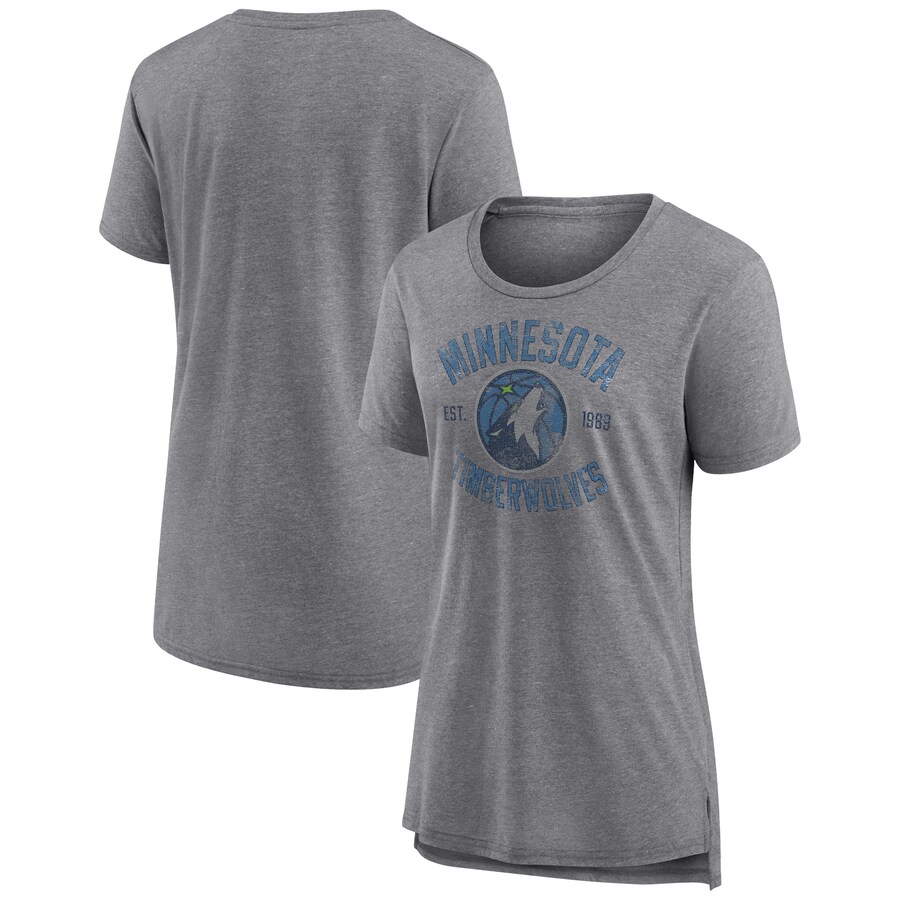 Women's Minnesota Timberwolves Heather Gray Heritage Tri-Blend T-Shirt