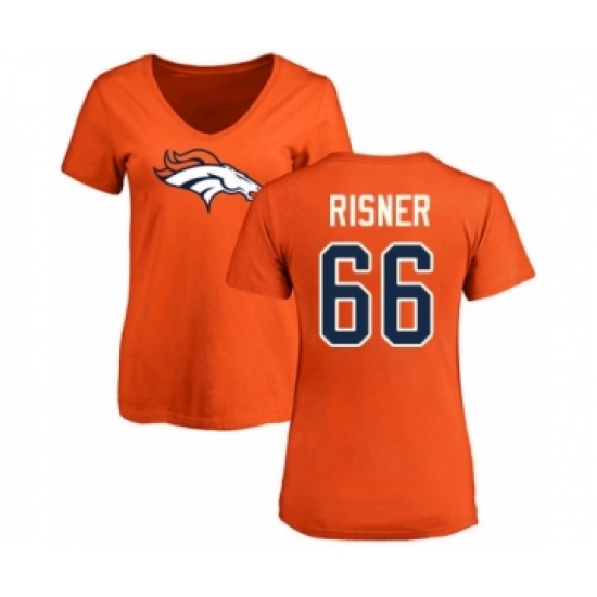 Football Women's Denver Broncos #66 Dalton Risner Orange Name & Number Logo T-Shirt