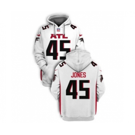Men's Atlanta Falcons #45 Deion Jones 2021 White Pullover Football Hoodie