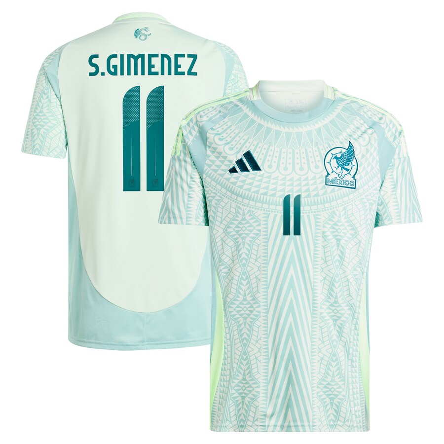 Men's Mexico National Team Santiago Giménez adidas Green 2024 Away Replica Player Jersey