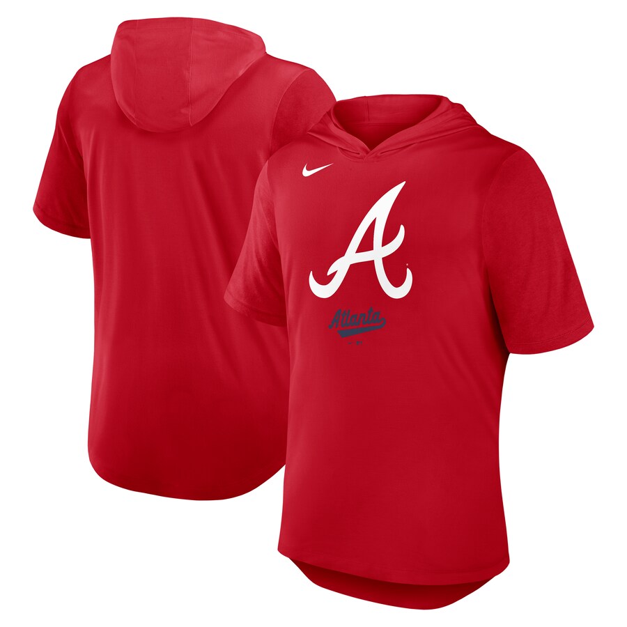 Men's Atlanta Braves Nike Red Tri-Blend Hoodie T-Shirt
