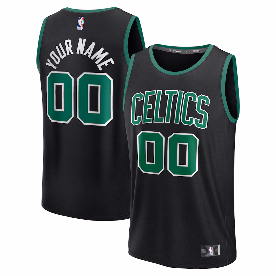 Youth Boston Celtics Fanatics Black Fast Break Custom Replica Jersey - Statement Edition
