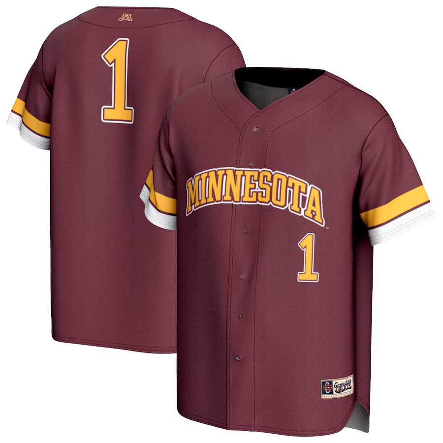 Unisex GameDay Greats #1 Maroon Minnesota Golden Gophers Lightweight Collegiate Baseball Fashion Jersey