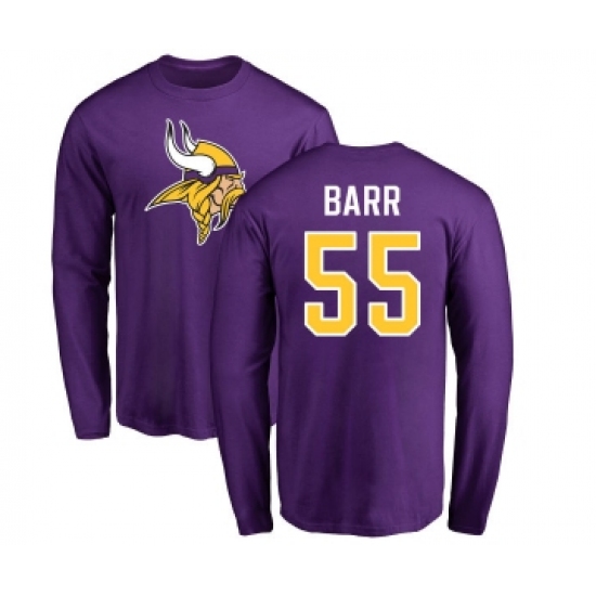Football Minnesota Vikings #55 Anthony Barr Purple Name & Number Logo Long Sleeve T-Shirt