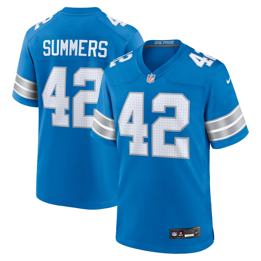 Men's Detroit Lions Ty Summers Nike Blue Team Game Jersey