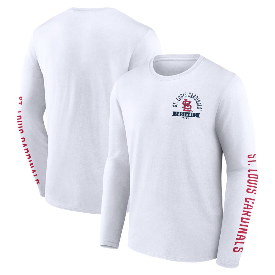Men's St. Louis Cardinals Fanatics White Press Box Long Sleeve T-Shirt