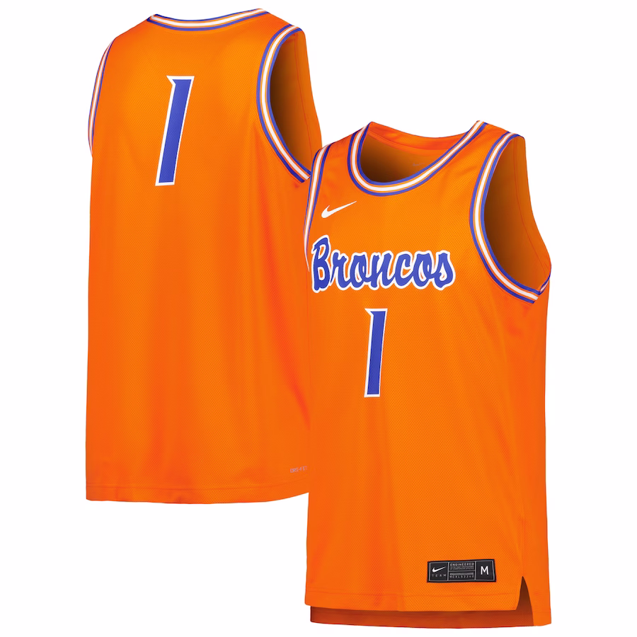 #1 Boise State Broncos Nike Retro Replica Basketball Jersey - Orange