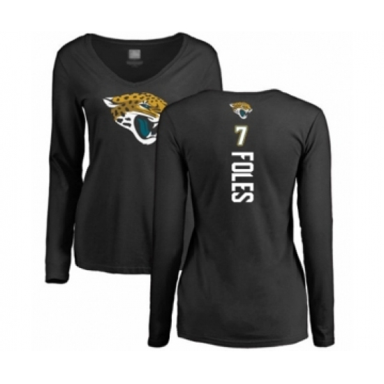Football Women's Jacksonville Jaguars #7 Nick Foles Black Backer Slim Fit Long Sleeve T-Shirt