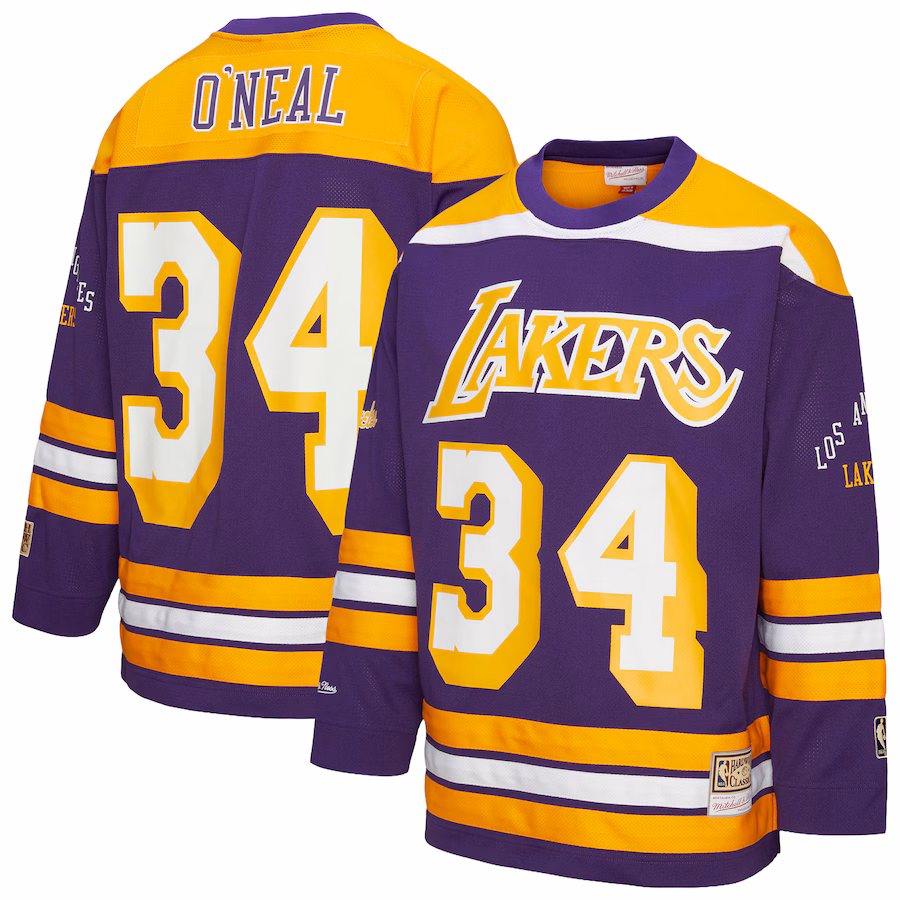 Unisex Los Angeles Lakers Shaquille O'Neal Mitchell & Ness Purple Maxxed Out Fashion Hockey Jersey