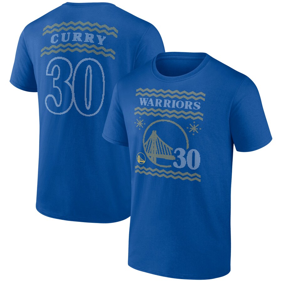 Men's Golden State Warriors Stephen Curry Royal Ugly Sweater Name & Number T-Shirt