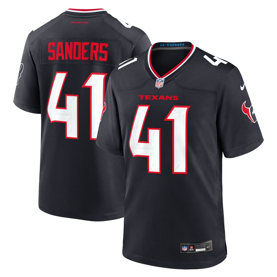 Men's Houston Texans Myjai Sanders Nike Navy Team Game Jersey