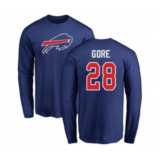 Football Buffalo Bills #28 Frank Gore Royal Blue Name & Number Logo Long Sleeve T-Shirt