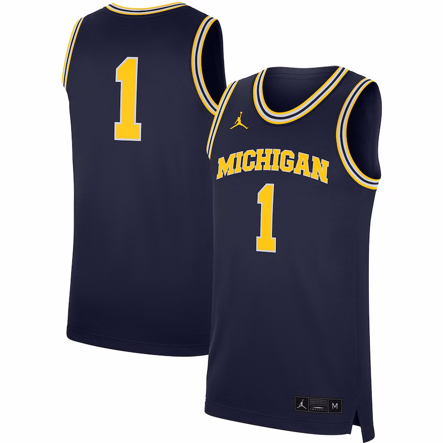 Michigan Wolverines Jordan Brand Replica Jersey - Navy