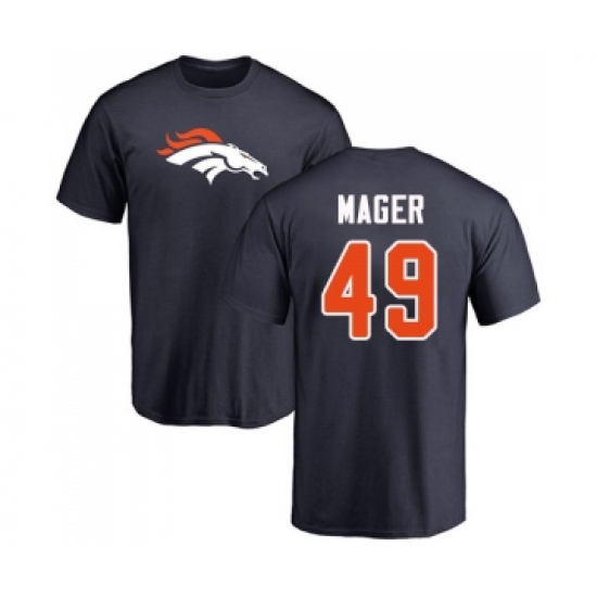 Football Denver Broncos #49 Craig Mager Navy Blue Name & Number Logo T-Shirt