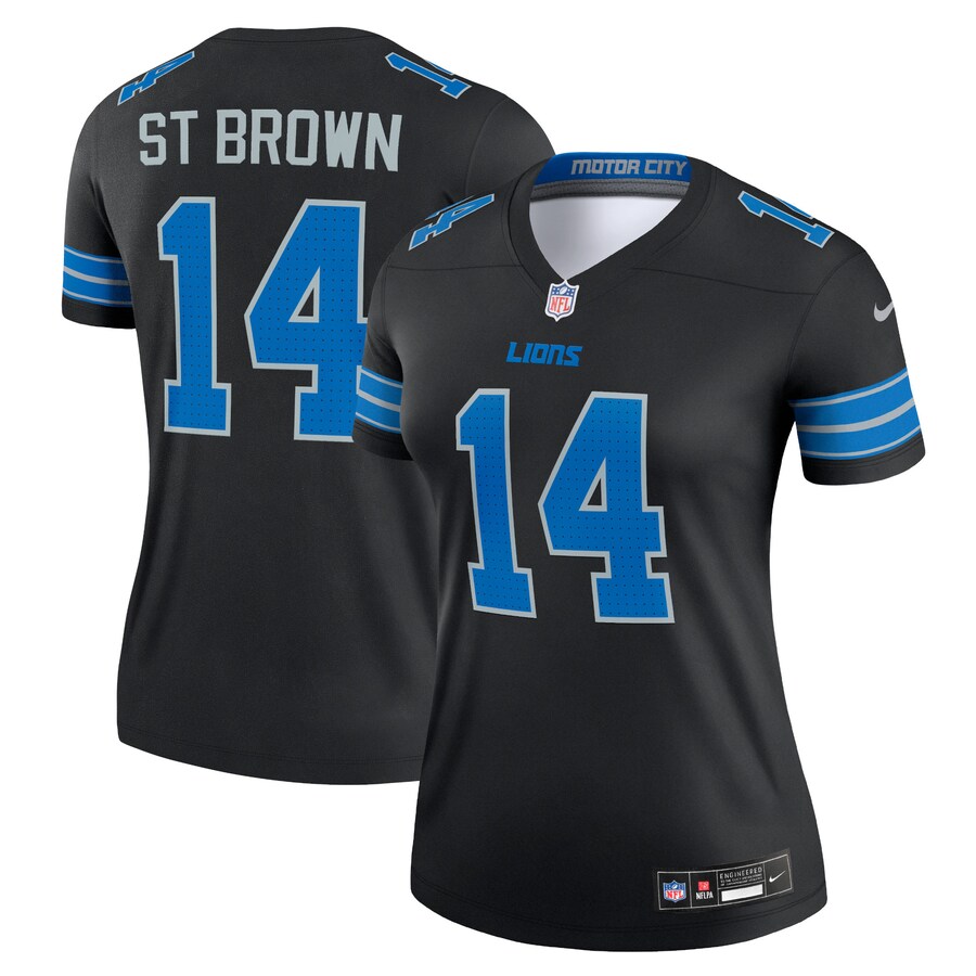 Women's Detroit Lions Amon-Ra St. Brown Nike Black Alternate Legend Player Performance Top