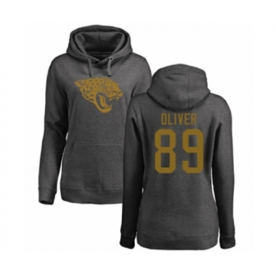 Football Women's Jacksonville Jaguars #89 Josh Oliver Ash One Color Pullover Hoodie