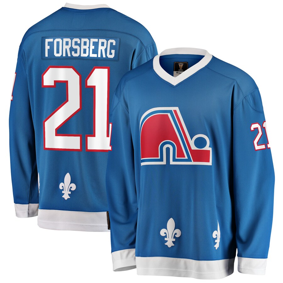 Men's Quebec Nordiques Peter Forsberg Fanatics Branded Blue Premier Breakaway Retired Player Jersey