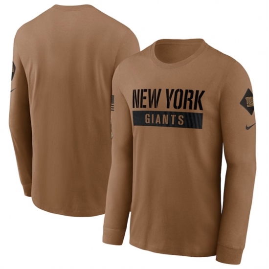 Men's New York Giants 2023 Brown Salute To Service Long Sleeve T Shirt