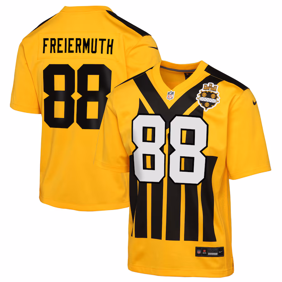 Youth Pittsburgh Steelers Pat Freiermuth Nike Gold Alternate 1933 Throwback Game Jersey