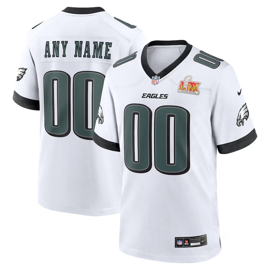 Men's Philadelphia Eagles Nike White Super Bowl LIX Custom Game Jersey