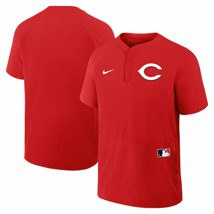Men's Cincinnati Reds Nike Red Authentic Collection Raglan Short Sleeve Windshirt