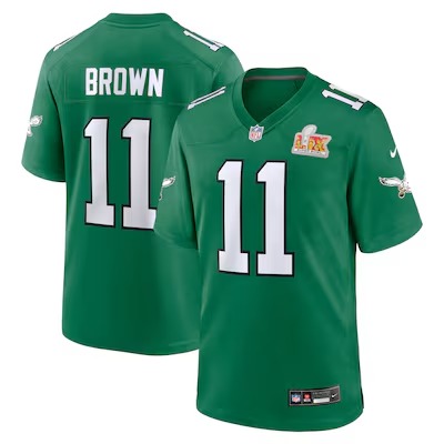Men's Philadelphia Eagles A.J. Brown Nike Kelly Green Super Bowl LIX 2nd Alternate Game Jersey