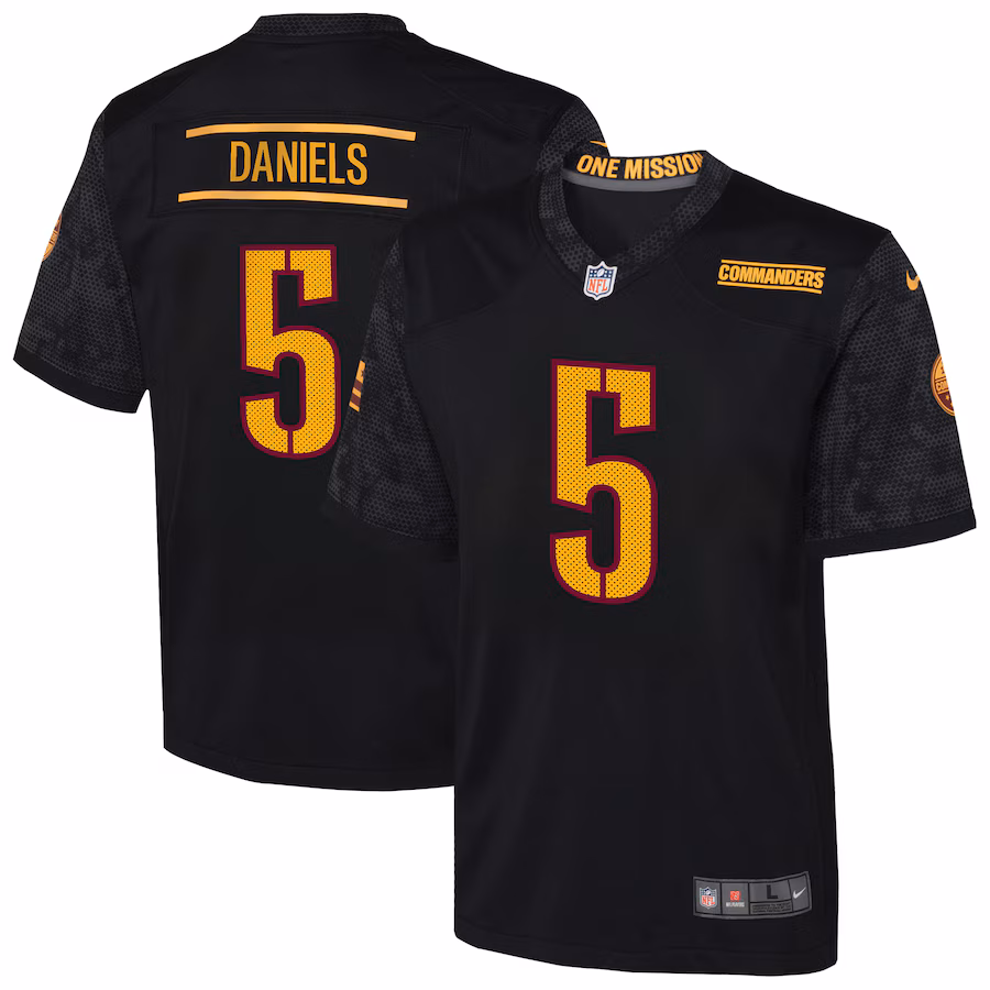 Youth Washington Commanders Jayden Daniels Nike Black Alternate Game Jersey