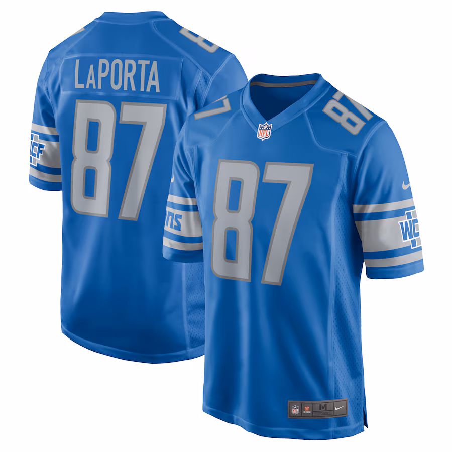 Men's Detroit Lions Sam LaPorta Nike Blue Team Game Jersey