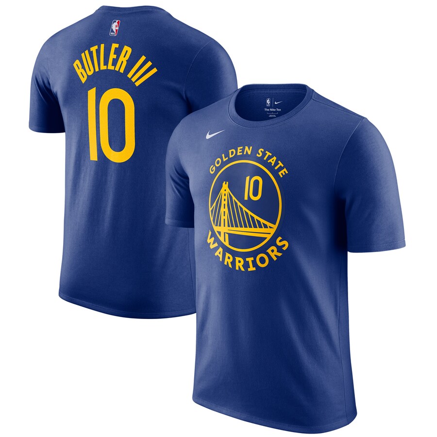 Men's Golden State Warriors Jimmy Butler III Nike Royal Icon Icon Edition Name & Number T-Shirt