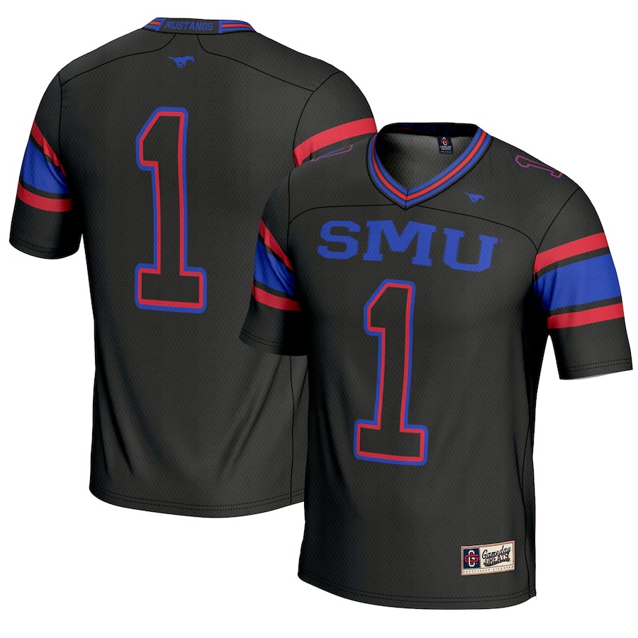 Men's GameDay Greats #1 Black SMU Mustangs Endzone Football Jersey
