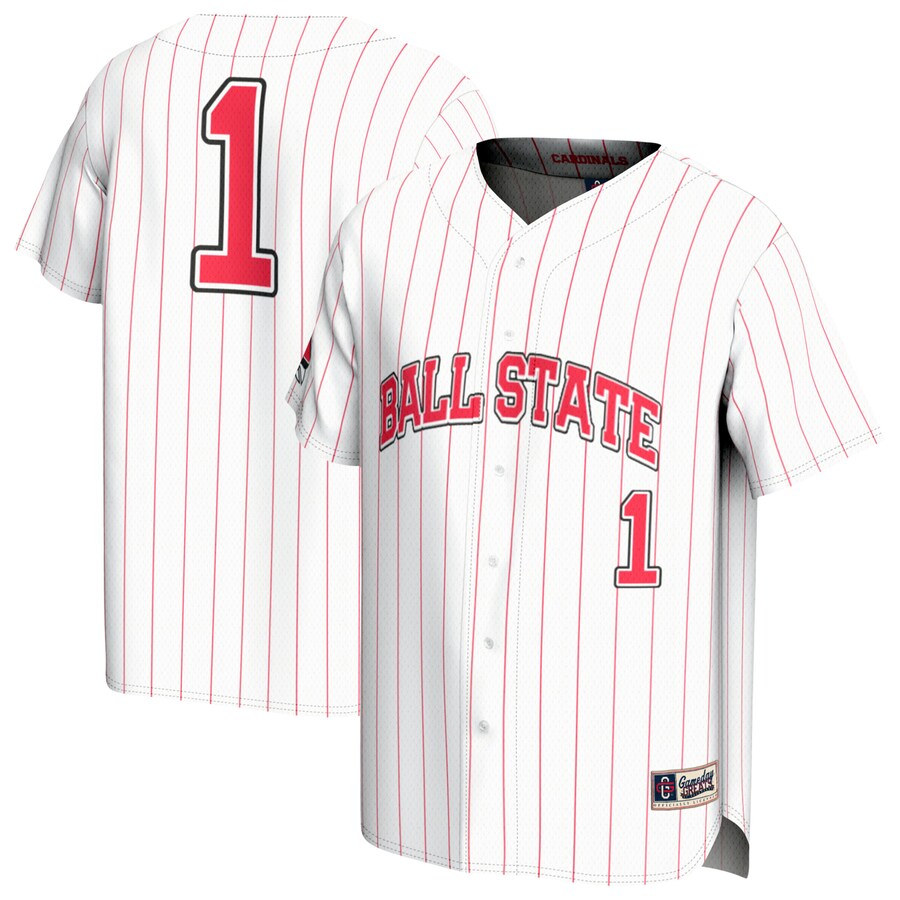Youth GameDay Greats #1 White Ball State Cardinals Lightweight Collegiate Baseball Fashion Jersey