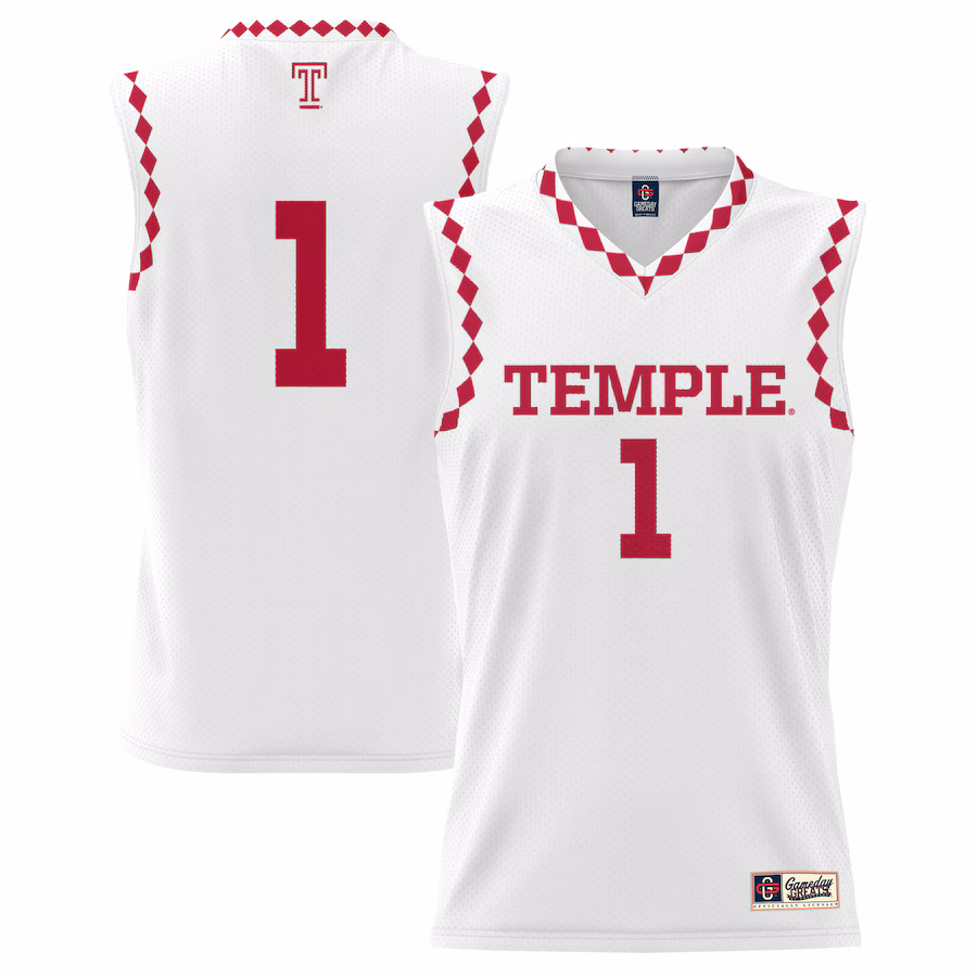 Youth GameDay Greats #1 White Temple Owls Lightweight Men's Basketball Fashion Jersey
