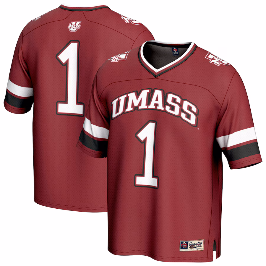 GameDay Greats #1 Maroon UMass Minutemen Lightweight Collegiate Football Fashion Jersey