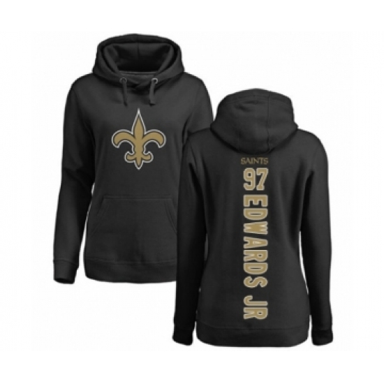 Football Women's New Orleans Saints #97 Mario Edwards Jr Black Backer Pullover Hoodie