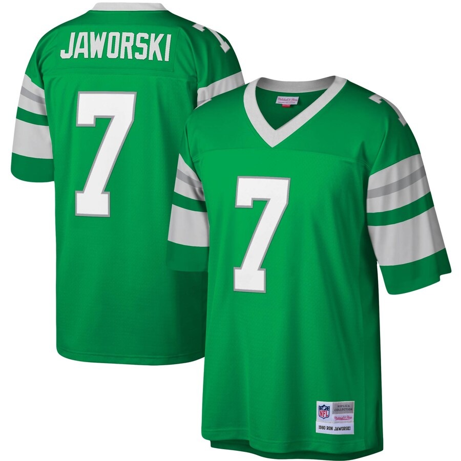 Men's Philadelphia Eagles Ron Jaworski Mitchell & Ness Kelly Green Legacy Replica Jersey