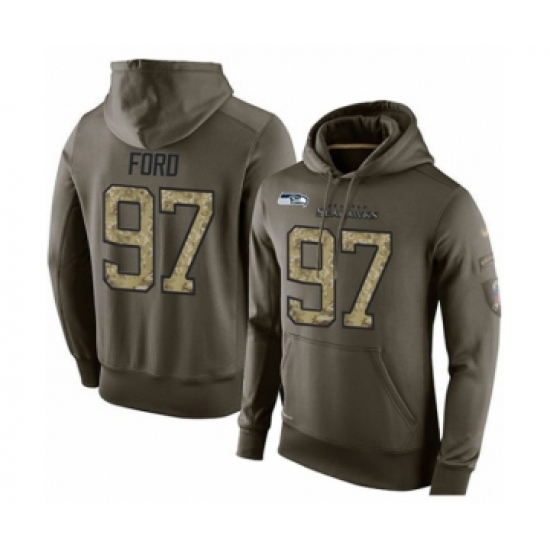 Football Men's Seattle Seahawks #97 Poona Ford Green Salute To Service Pullover Hoodie