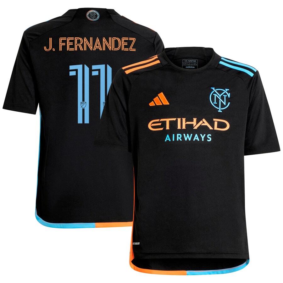 Youth New York City FC Julian Fernandez adidas Black 2024 24/7 Kit Replica Player Jersey