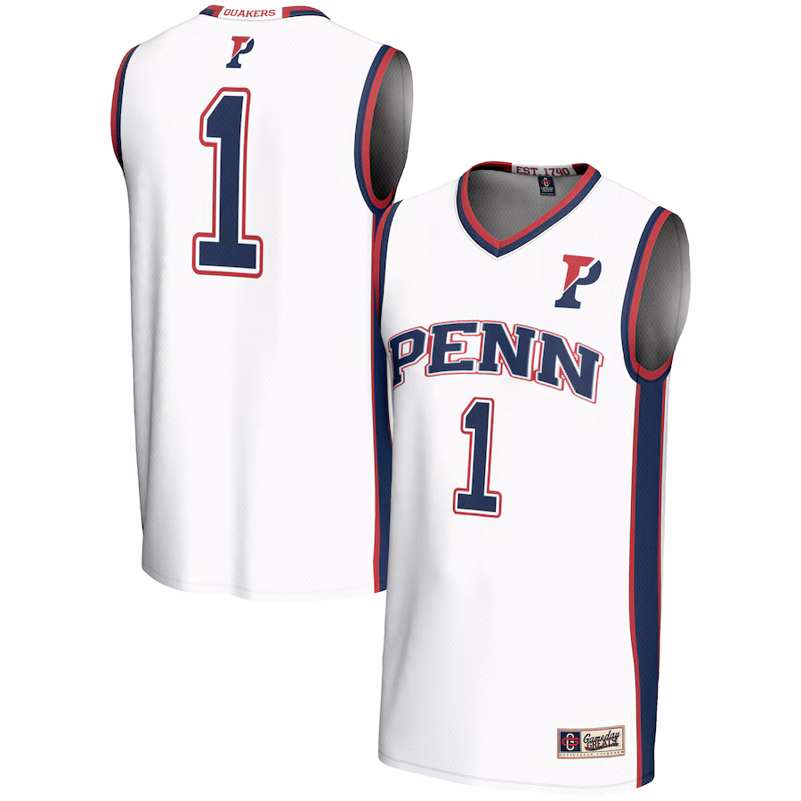 Youth GameDay Greats #1 White Pennsylvania Quakers Lightweight Basketball Jersey