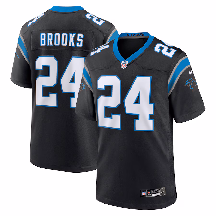 Men's Carolina Panthers Jonathon Brooks Nike Black Game Jersey